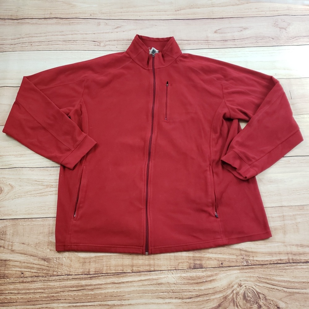 VINTAGE LL Bean Sweater Mens Extra Large XLT Tall Red Outdoors Zip Fleece Adult